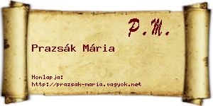 Prazsák Mária névjegykártya