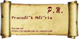 Prazsák Mária névjegykártya